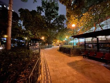 iPhone 12 ultra wide shot of walkway at night