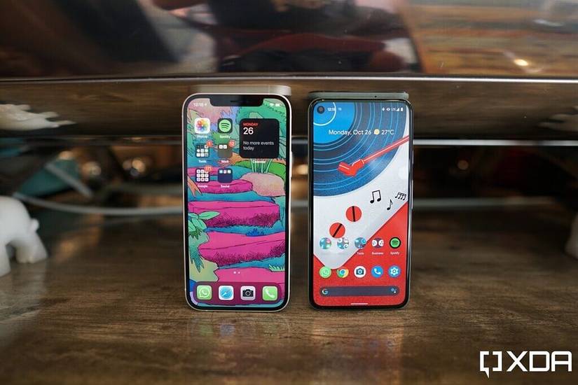 The iPhone 12 and the Pixel 5.