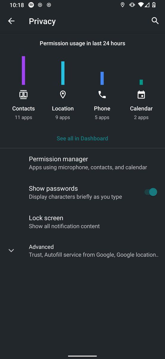 LineageOS Permissions Hub under Privacy