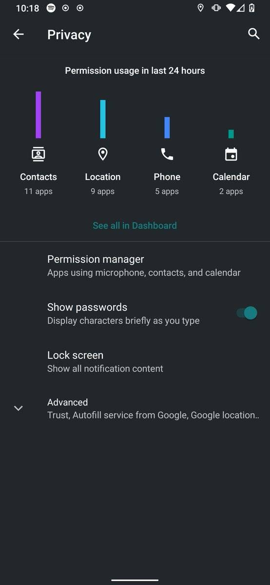 LineageOS Permissions Hub under Privacy