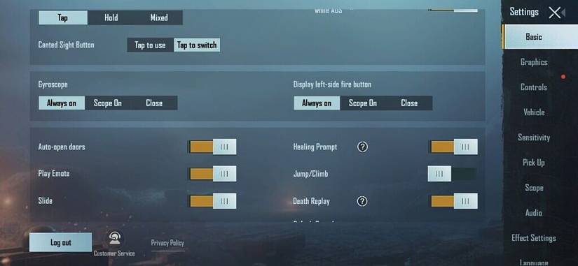 pubg mobile gyroscope settings