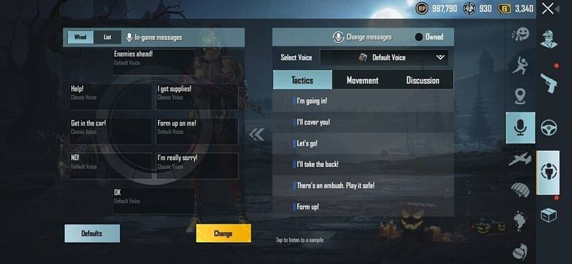 pubg mobile chat presets