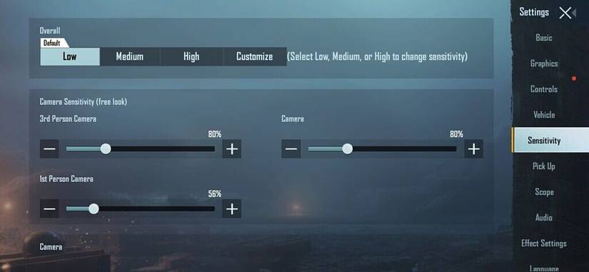 pubg mobile sensitivity settings