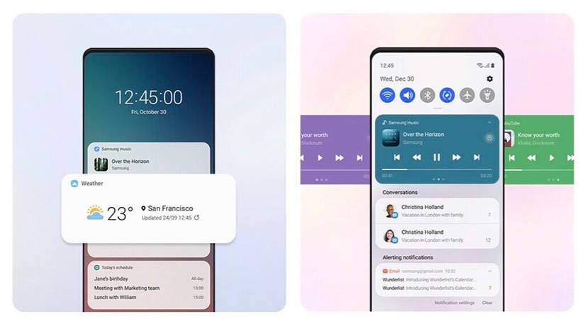 Samsung One UI 3.0 lock screen and notifications