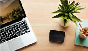 wd easystore 4tb hard drive on a desk with plant and computer