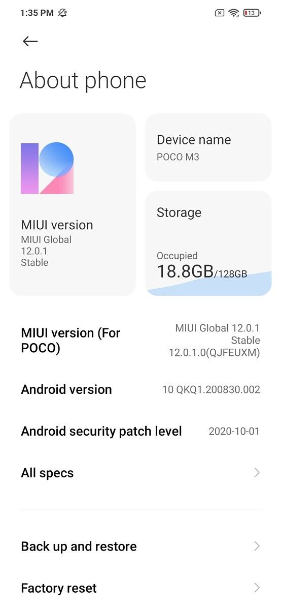 MIUI 12 on the POCO M3