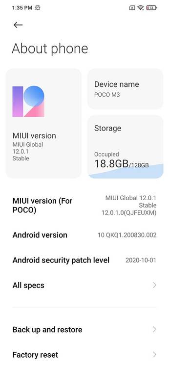 MIUI 12 on the POCO M3