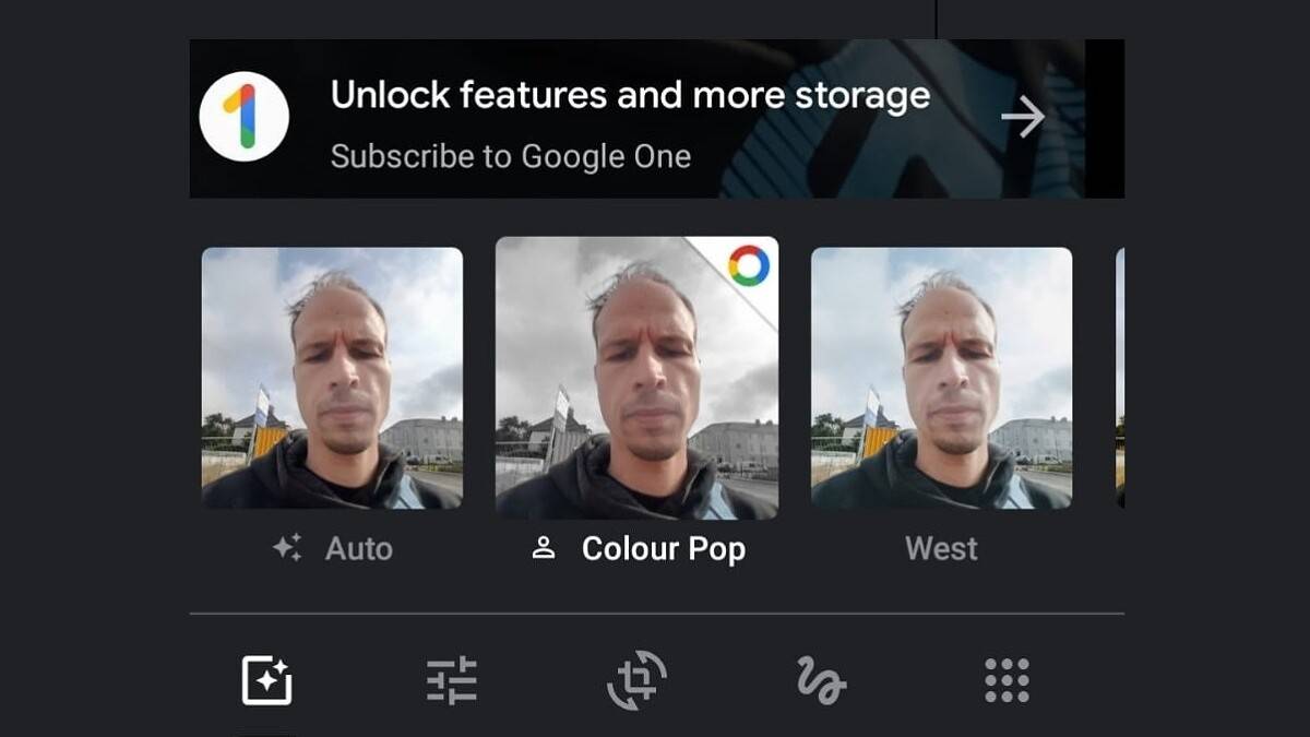 Google Photos paywall for color pop