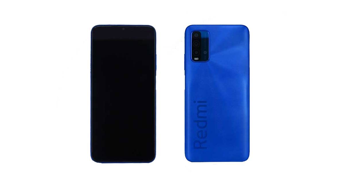Blue Redmi Note 10 4G front and back on white background