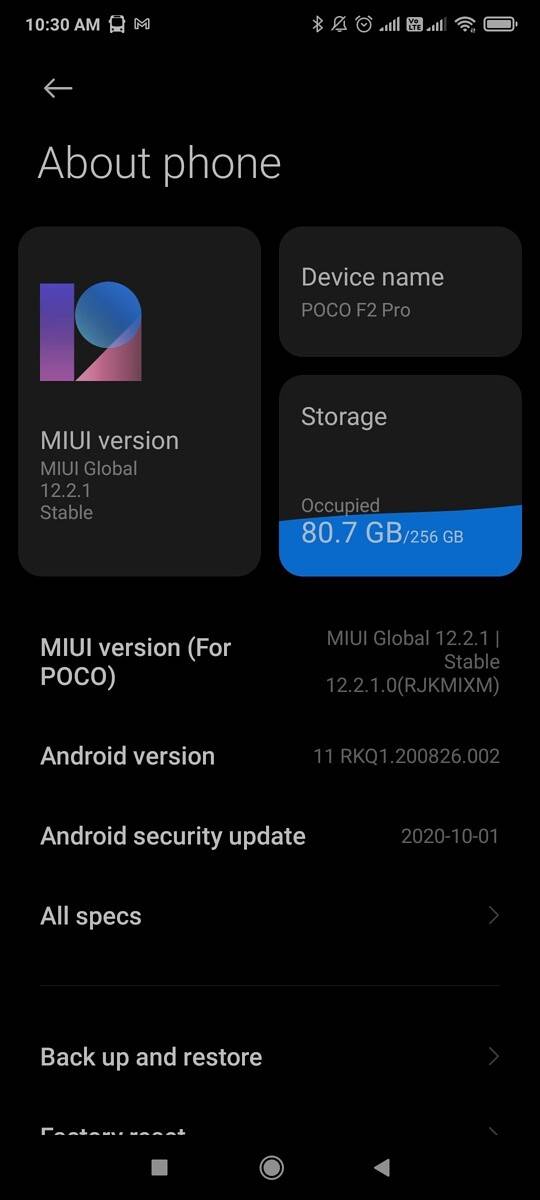 POCO F2 Pro MIUI 12 Global Stable