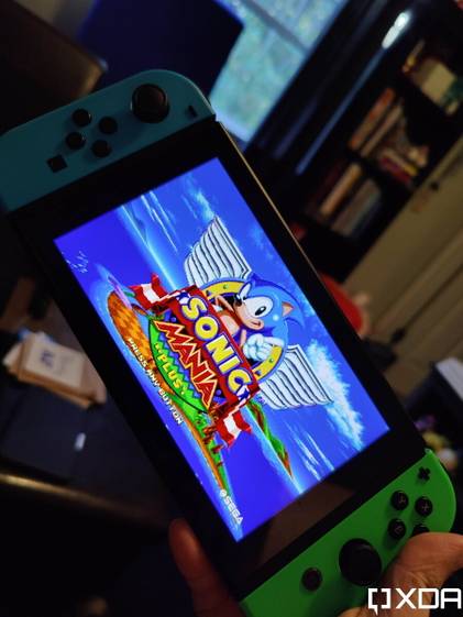 Nintendo Switch with Sonic Mania title screen