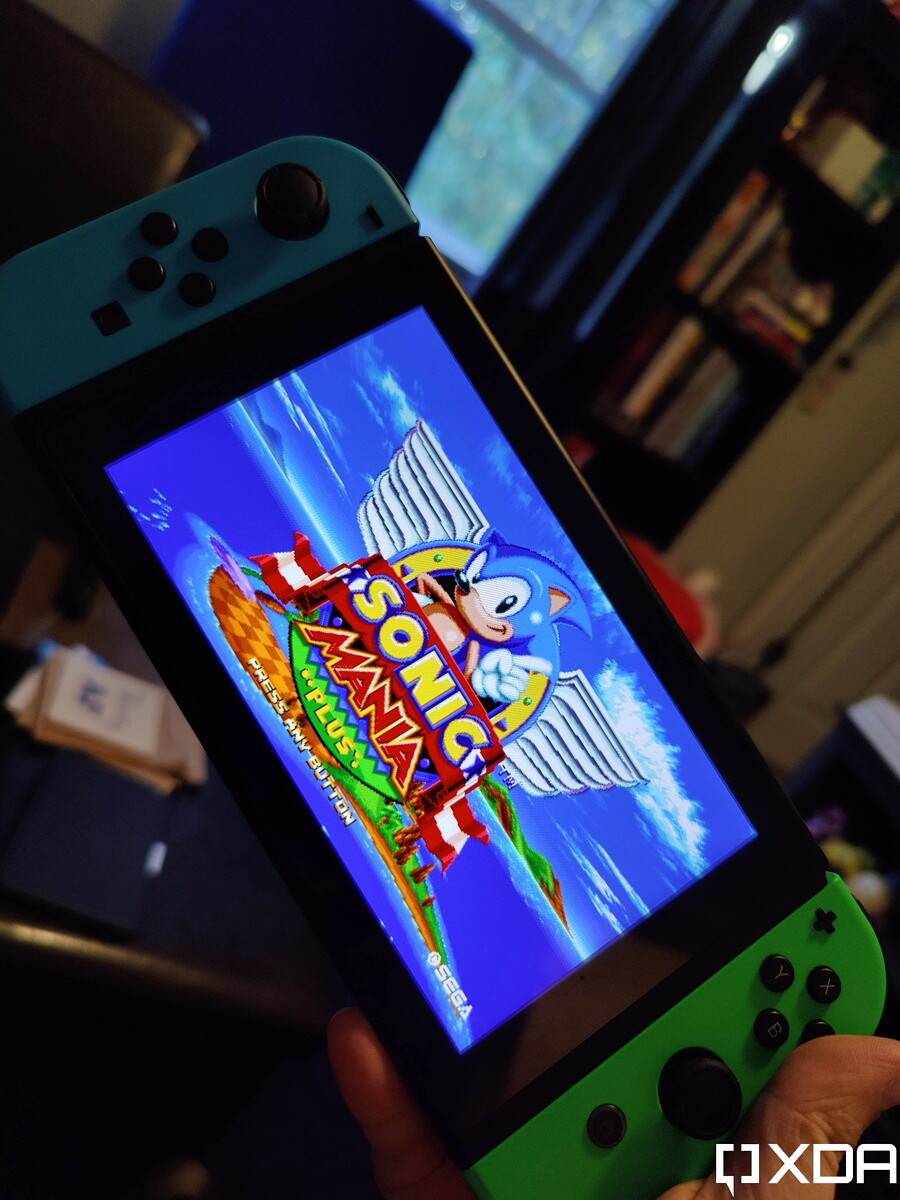 Nintendo Switch with Sonic Mania title screen