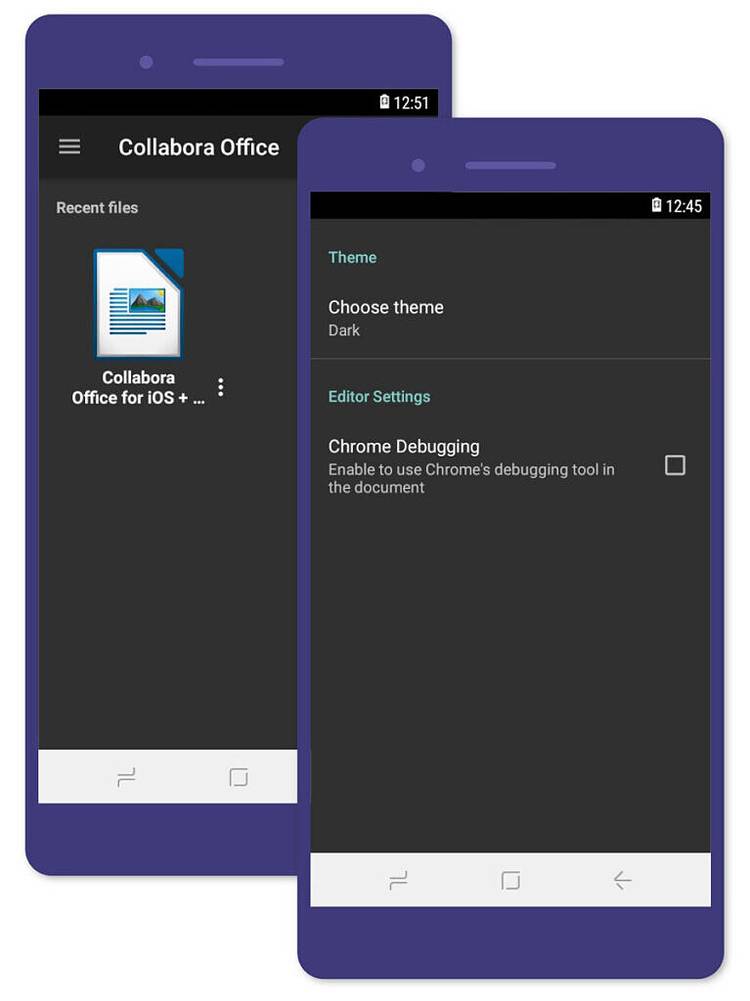 Collabora Office on Android Dark Mode