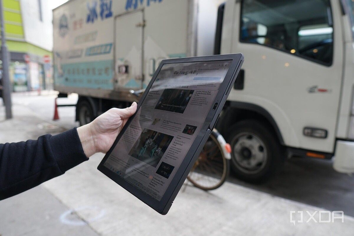 Reading news on the Lenovo ThinkPad X1 Fold