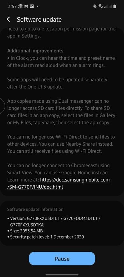 Samsung Galaxy S10 Lite Android 11 OTA 2nd