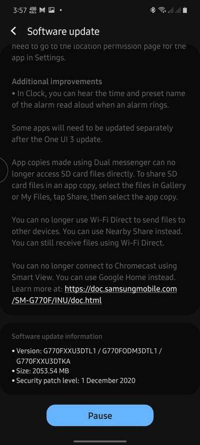 Samsung Galaxy S10 Lite Android 11 OTA 2nd