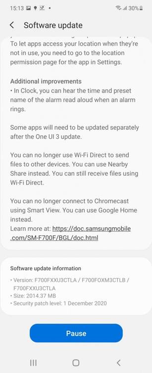 Samsung Galaxy Z Flip 4G One UI 3.0 Android 11_2