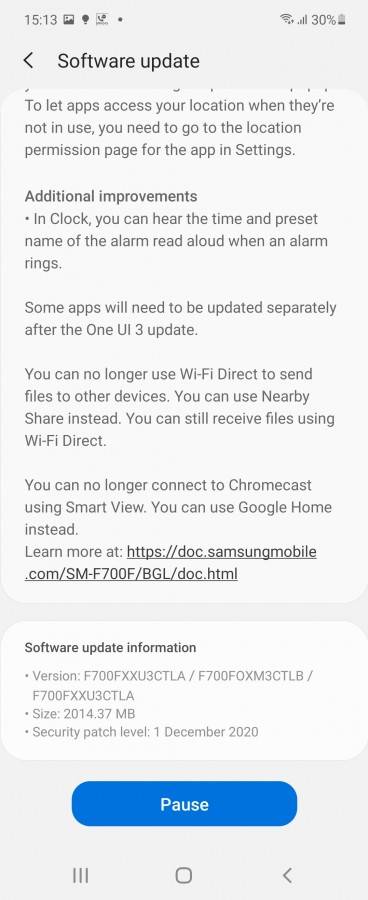 Samsung Galaxy Z Flip 4G One UI 3.0 Android 11_2