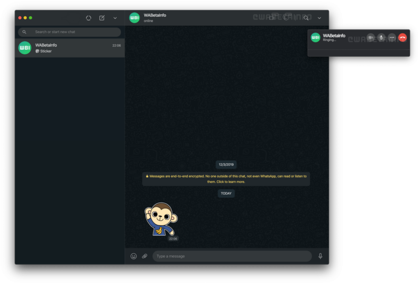 WhatsApp Web Desktop Voice Video Calling beta