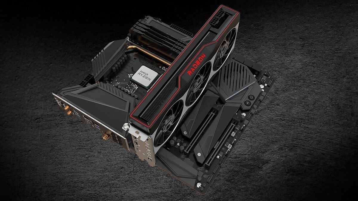 AMD radeon graphics card inserted into motherboard