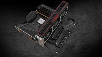 AMD radeon graphics card inserted into motherboard