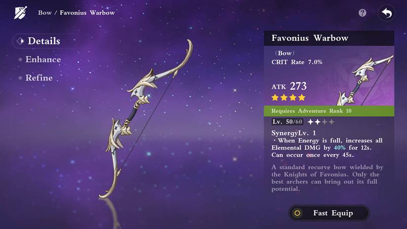 genshin impact weapon warbow