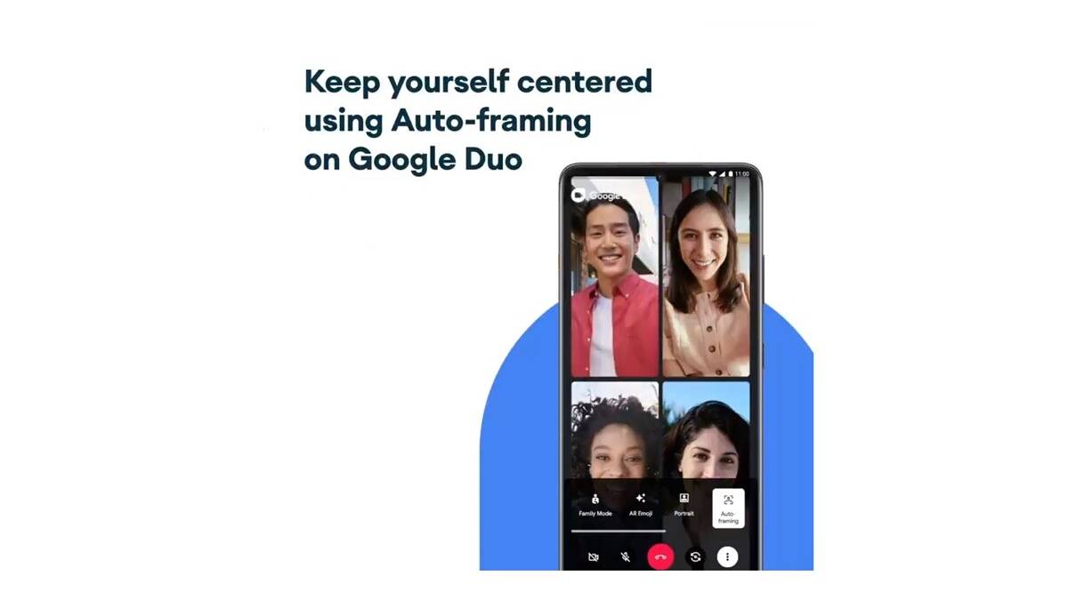 Google Duo auto-framing Galaxy S21