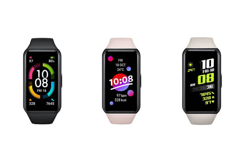 Honor Band 6 color variants on white background