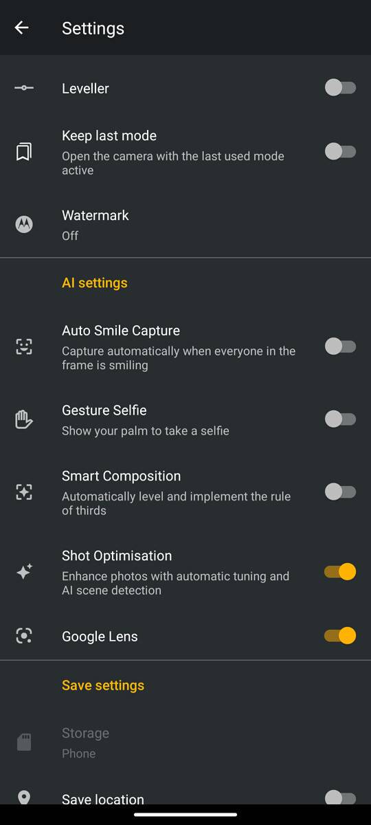 Moto G 5G camera app