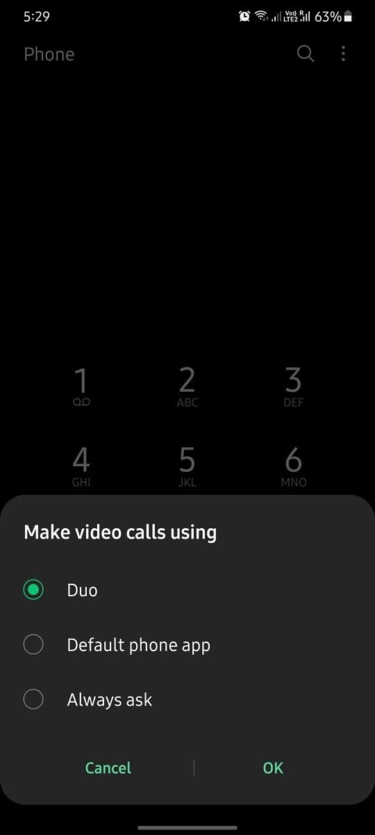 Google Duo integration in stock dialer app
