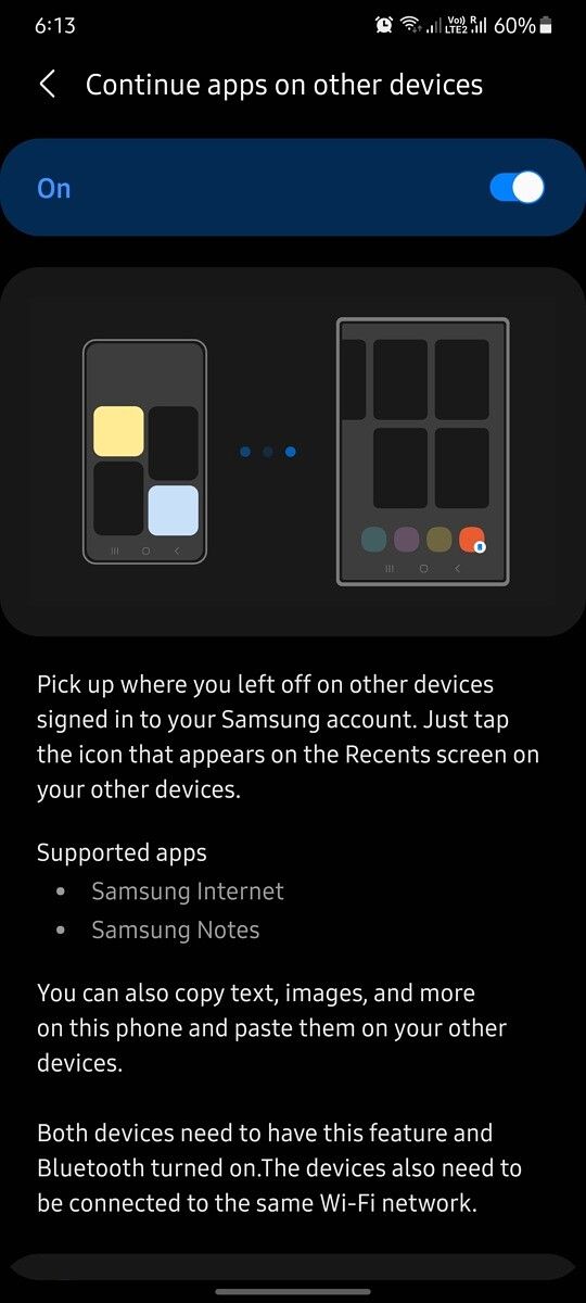 One UI 3.1 continue apps on other devices