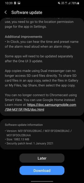 Samsung Galaxy M31 Android 11 One UI 3.0 Stable 2
