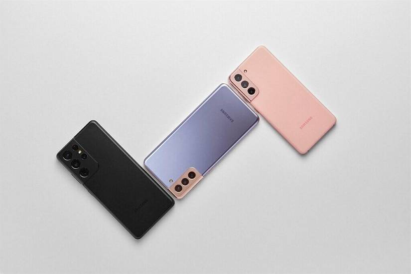 Samsung Galaxy S21 Ultra Phantom Black color, Samsung Galaxy S21 Plus Phantom Violet color, and Samsung Galaxy S21 Phantom Pinkcolor