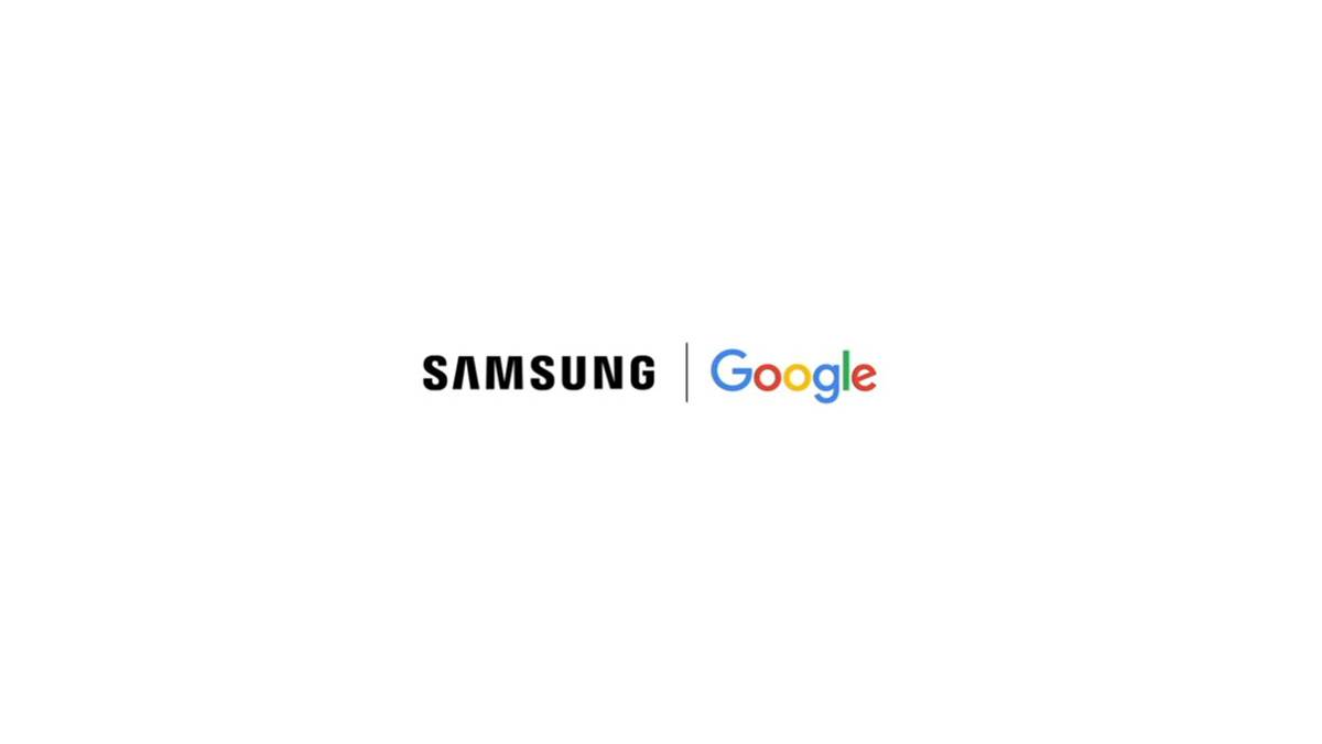 Samsung and Google logo on white background