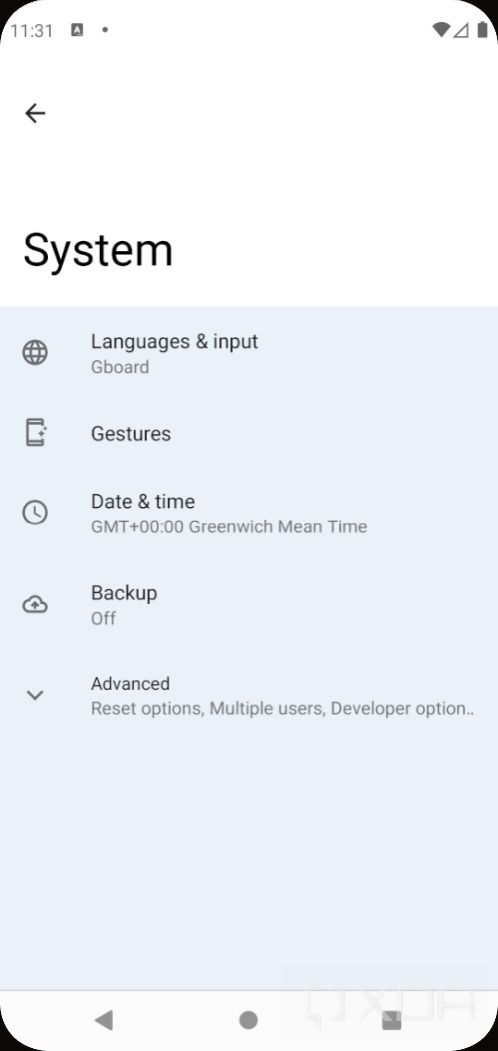 Android 12 settings with silky home feature flag enabled