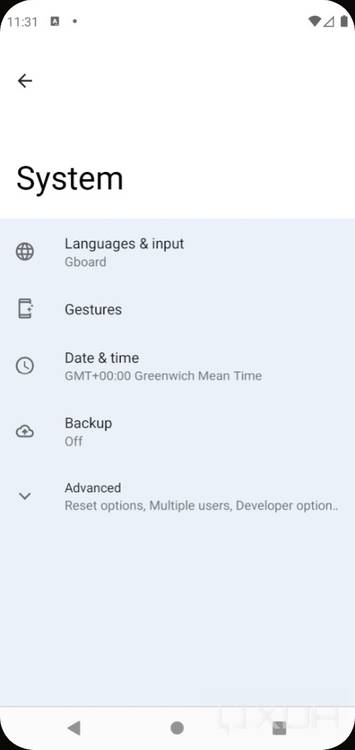 Android 12 settings with silky home feature flag enabled