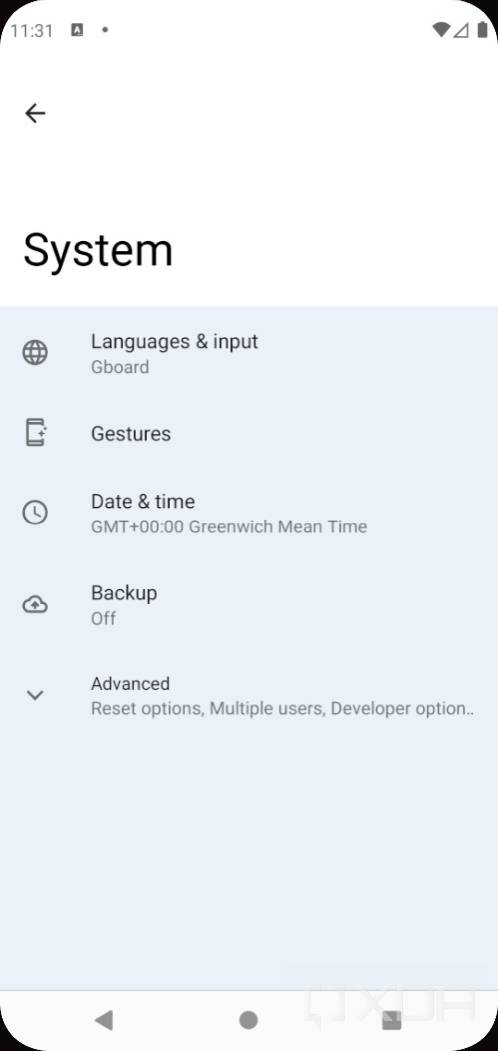 Android 12 settings with silky home feature flag enabled