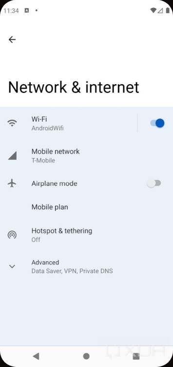 Android 12 settings with silky home feature flag enabled