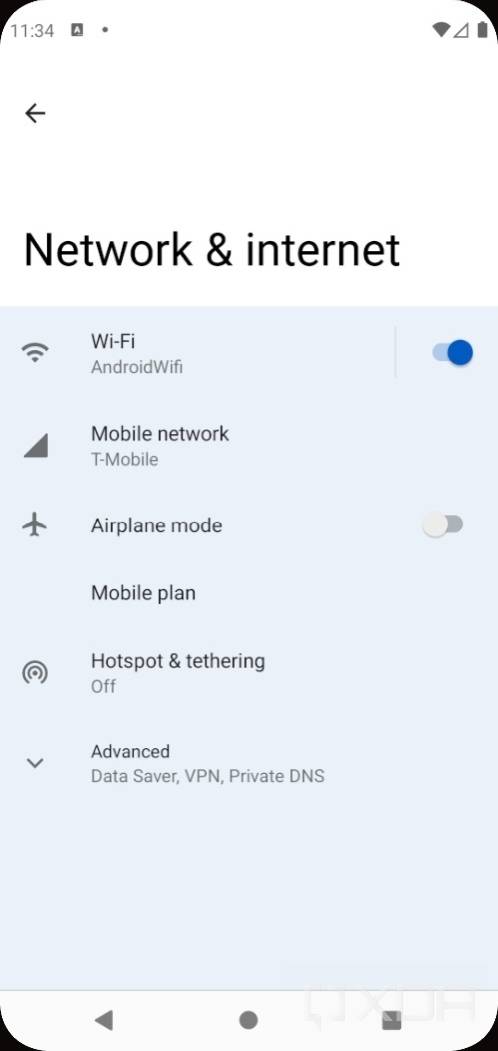 Android 12 settings with silky home feature flag enabled