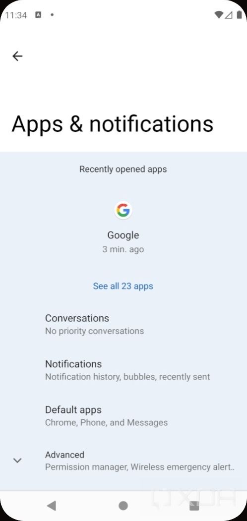Android 12 settings with silky home feature flag enabled