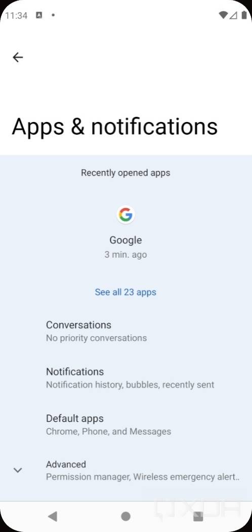 Android 12 settings with silky home feature flag enabled
