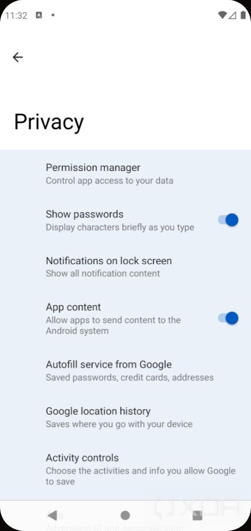Android 12 settings with silky home feature flag enabled