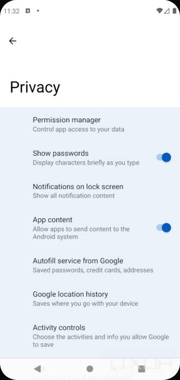 Android 12 settings with silky home feature flag enabled