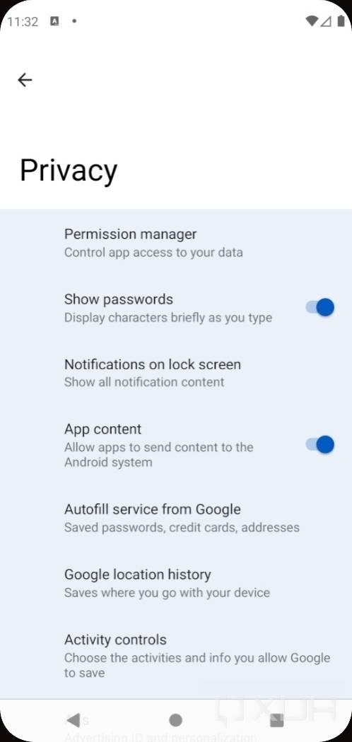 Android 12 settings with silky home feature flag enabled