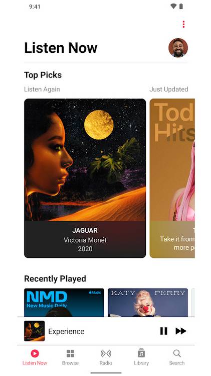 Apple Music Listen Now Screen