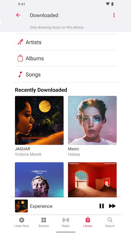 Apple Music Recently Downloaded Screen