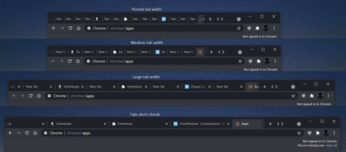 Chrome tab width experiment