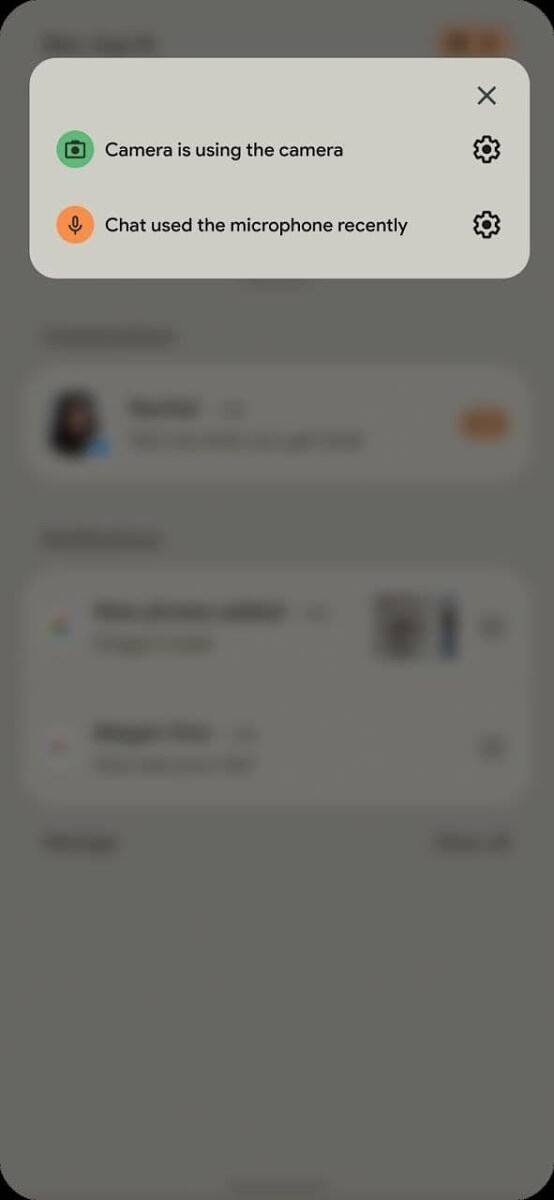 Android 12 camera and microphone indicator
