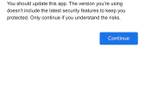 Google app showing out of date warning