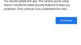 Google app showing out of date warning